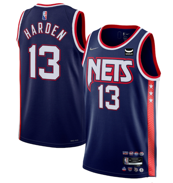Men's Brooklyn Nets #13 James Harden 2021/22 Navy City Edition Stitched Jersey
